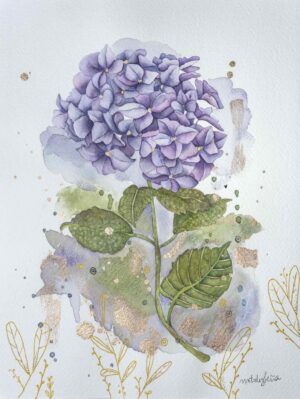 <span style="text-transform: uppercase;">Verträumte und mutige Frau, Hortensie</span> <br> <span style="color: white; background-color: black; text-transform: uppercase;">NATALY PENA</span>
