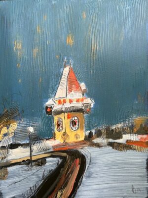 <span style="text-transform: uppercase;">Uhrturm - Winternacht</span> <br> <span style="color: white; background-color: black; text-transform: uppercase;">ANGELIKA RATSWOHL</span>